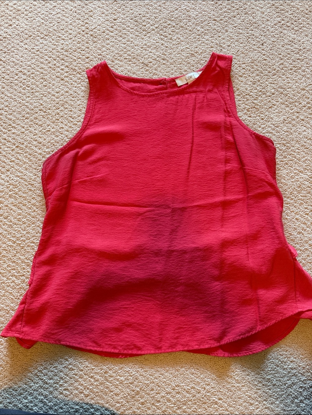 LOFT Sleeveless Dark Coral Crepe Shell Top